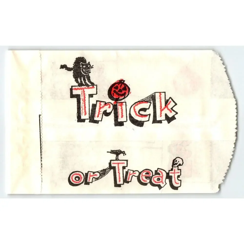 Trick Or Treat Halloween Candy Goodie Bag Witch Pirate Skeleton Bats Black Cat